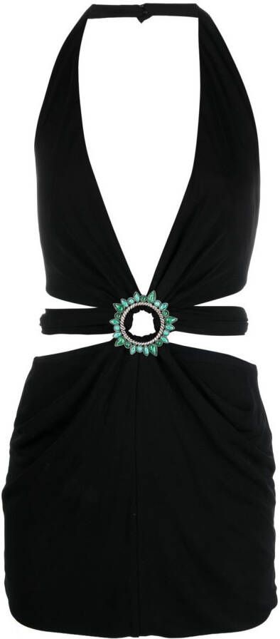 Roberto Cavalli Mini-jurk verfraaid met ring Zwart