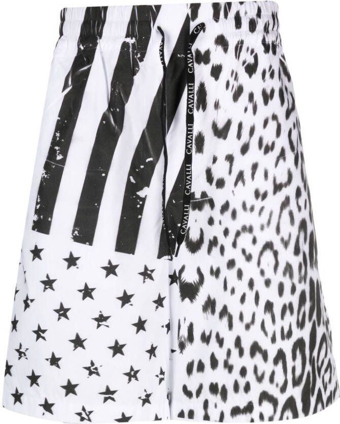 Roberto Cavalli Shorts met trekkoordtaille Wit