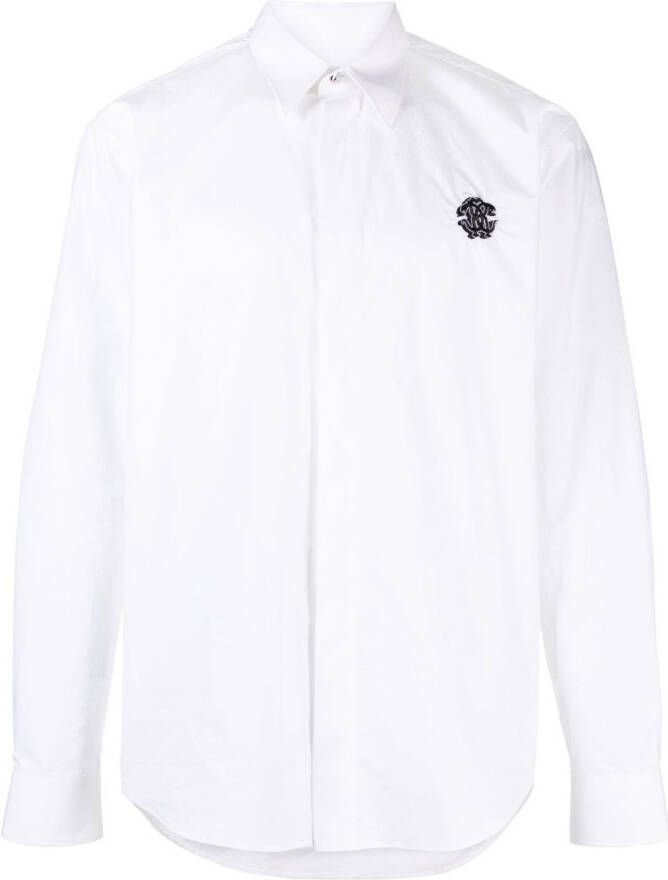 Roberto Cavalli Overhemd met geborduurd logo Wit