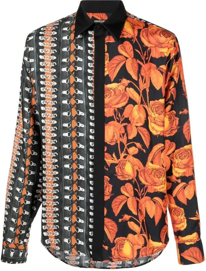 Roberto Cavalli Overhemd met patchwork Zwart