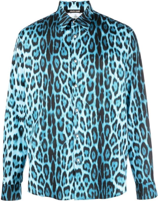 Roberto Cavalli Overhemd met print Blauw