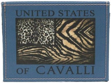 Roberto Cavalli Pasjeshouder met dierenprint Blauw