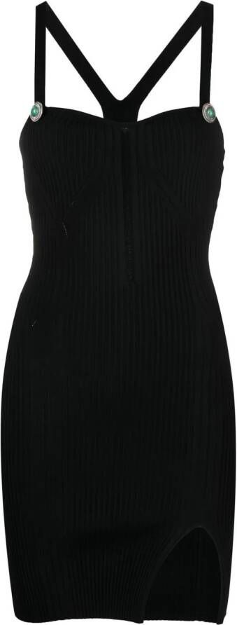 Roberto Cavalli Ribgebreide mini-jurk Zwart