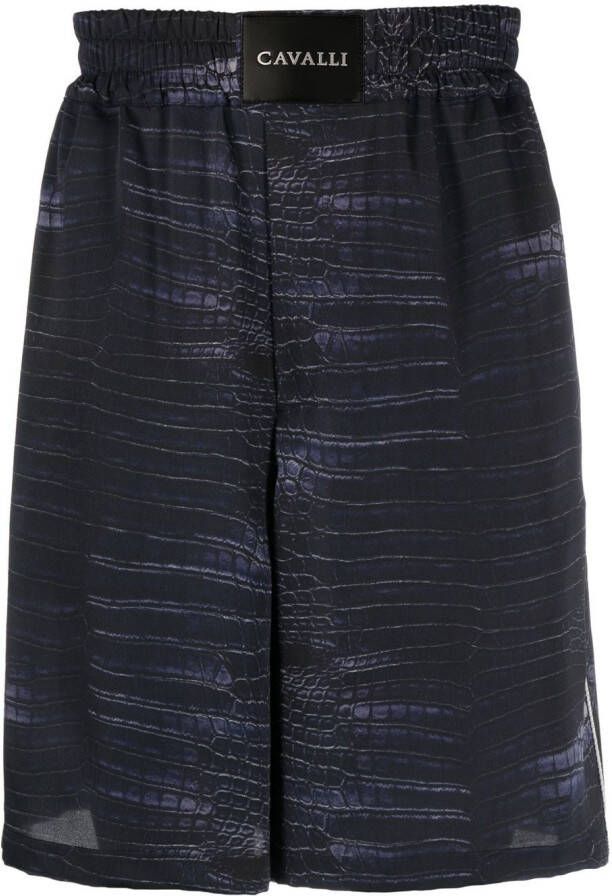 Roberto Cavalli Shorts met krokodillenprint Blauw