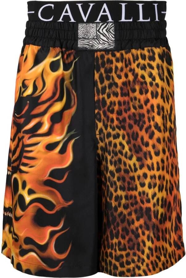 Roberto Cavalli Shorts met logopatch Oranje