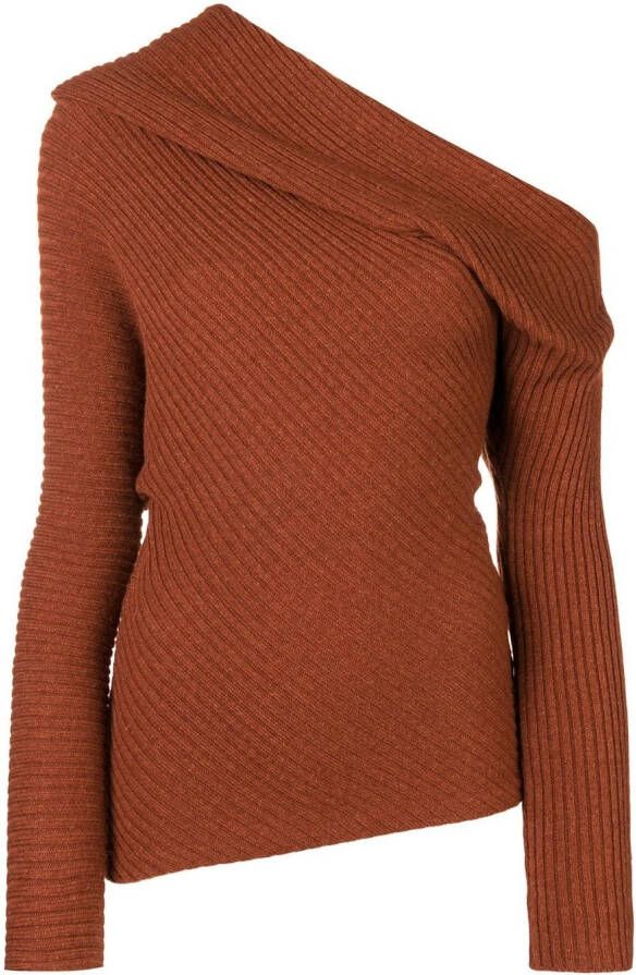 Roberto Cavalli Sienna draped rib knit sweater Rood
