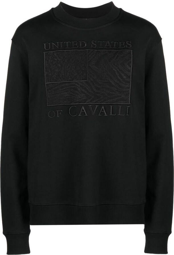 Roberto Cavalli Sweater met geborduurd logo Zwart