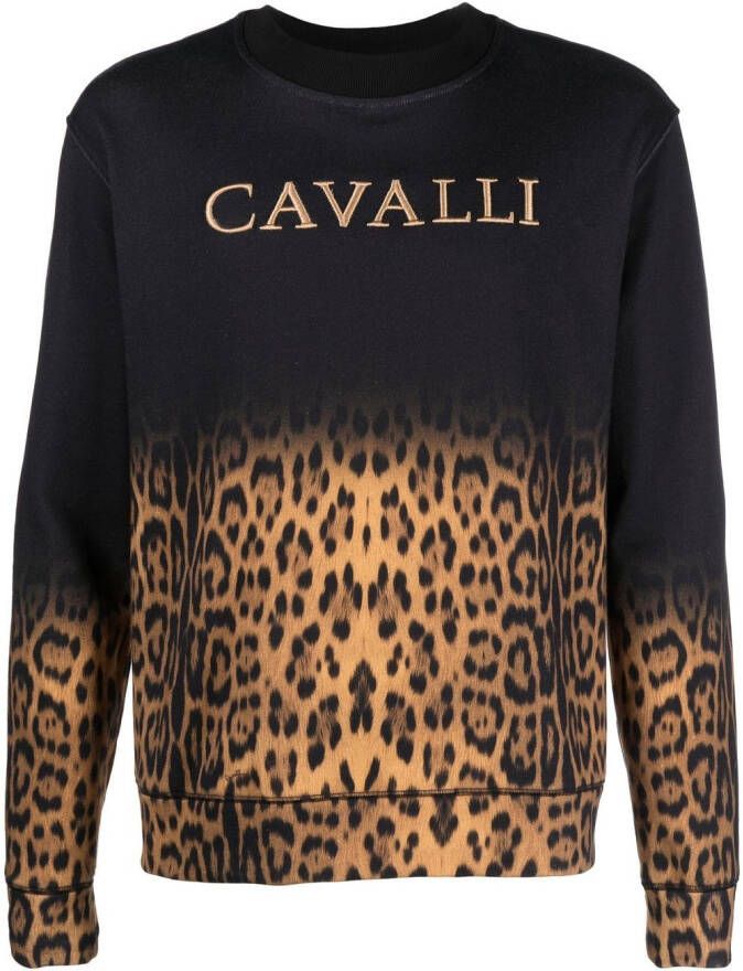 Roberto Cavalli Sweater met luipaardprint Zwart