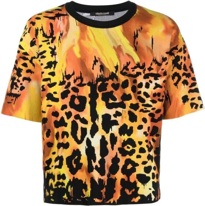 Roberto Cavalli T-shirt met dierenprint Oranje