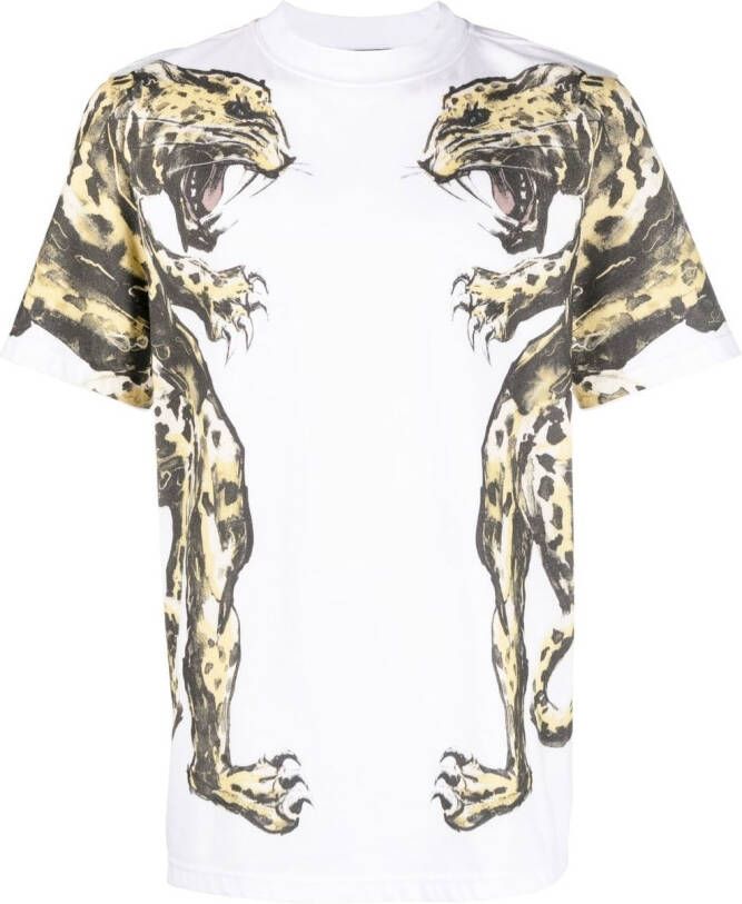 Roberto Cavalli T-shirt met dierenprint Wit