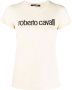 Roberto Cavalli T-shirt met geborduurd logo Beige - Thumbnail 1
