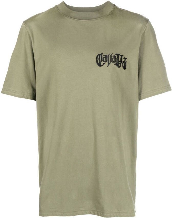 Roberto Cavalli T-shirt met geborduurd logo Groen