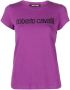 Roberto Cavalli T-shirt met geborduurd logo Paars - Thumbnail 1