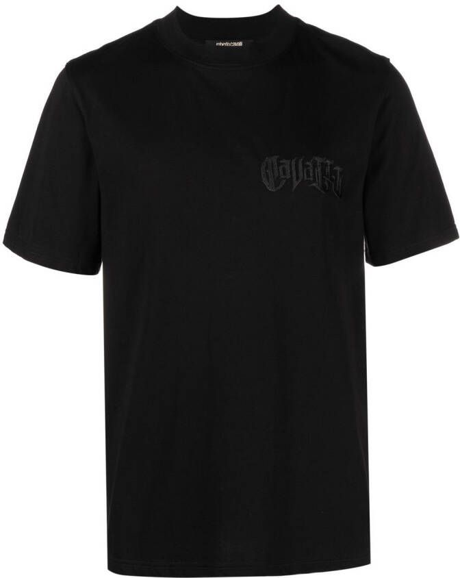 Roberto Cavalli T-shirt met geborduurd logo Zwart