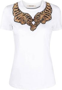 Roberto Cavalli T-shirt met geborduurde tijger Wit