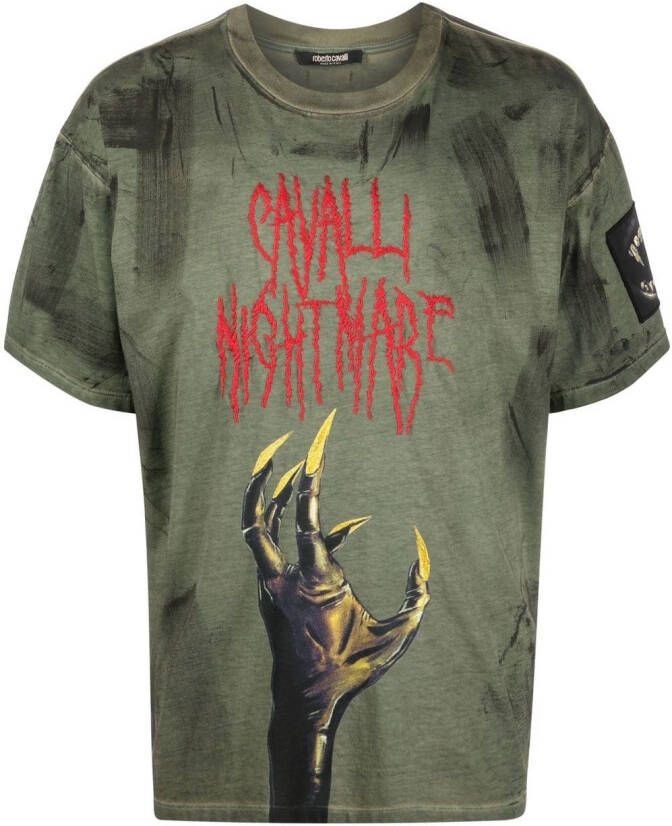 Roberto Cavalli T-shirt met grafische print Groen
