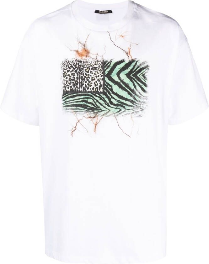 Roberto Cavalli T-shirt met grafische print Wit