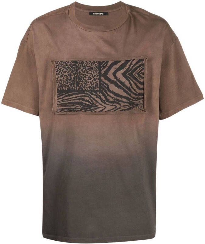 Roberto Cavalli T-shirt met kleurverloop Bruin
