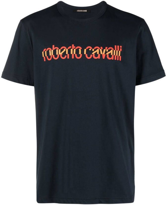 Roberto Cavalli T-shirt met logoprint Blauw