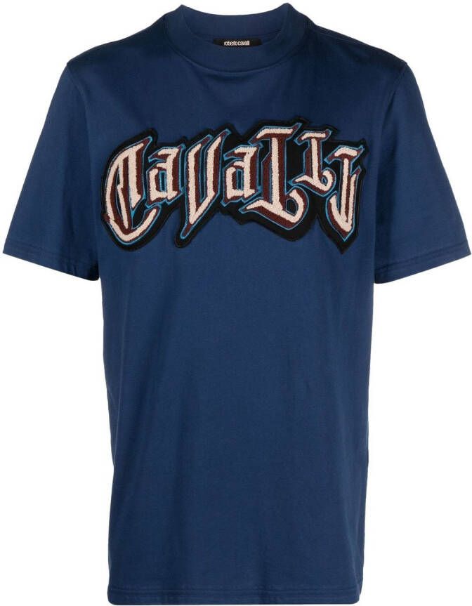 Roberto Cavalli T-shirt met logoprint Blauw