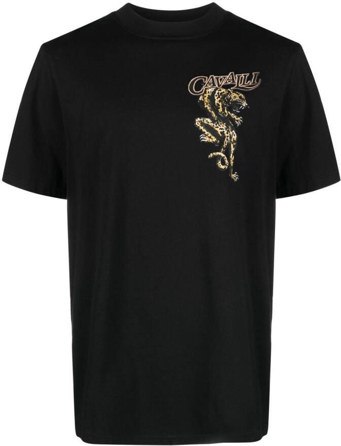 Roberto Cavalli T-shirt met logoprint Zwart