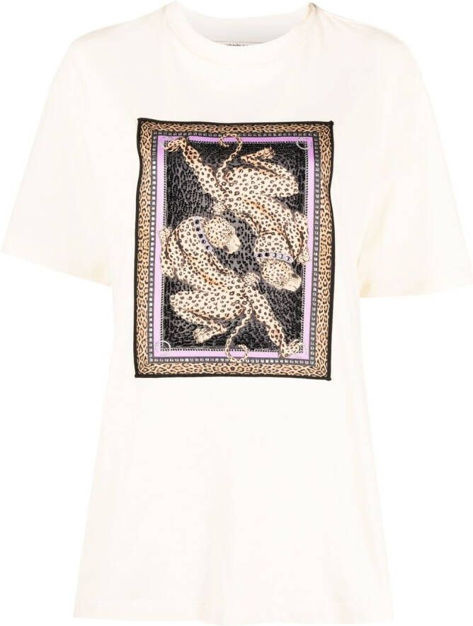 Roberto Cavalli T-shirt met luipaardprint Beige