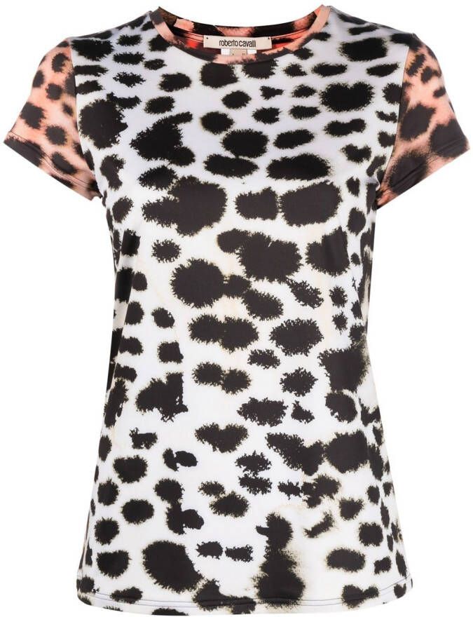 Roberto Cavalli T-shirt met luipaardprint Wit
