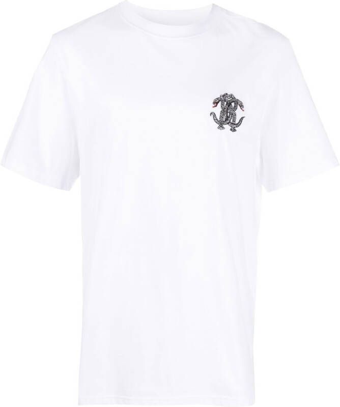 Roberto Cavalli T-shirt met monogram Wit