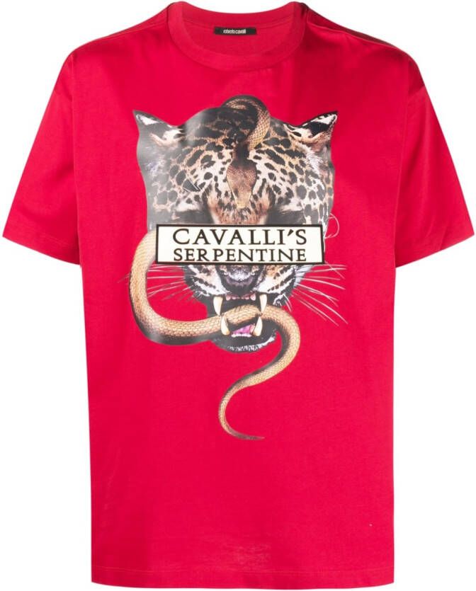 Roberto Cavalli T-shirt met print Rood