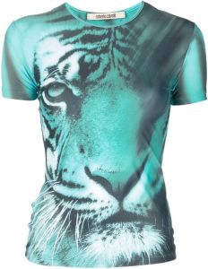 Roberto Cavalli T-shirt met tijgerprint Beige
