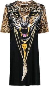 Roberto Cavalli T-shirtjurk met tijgerprint Zwart