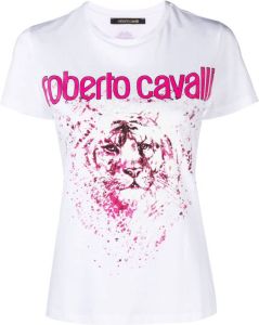 Roberto Cavalli T-shirt met tijger patroon Wit