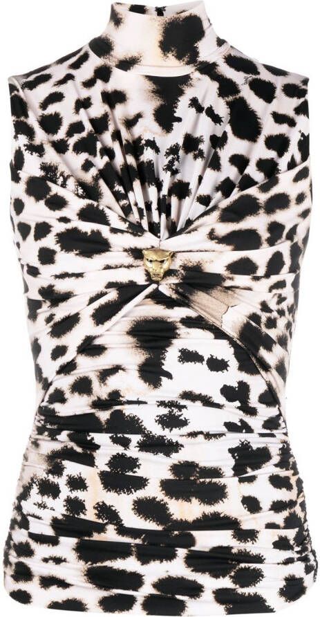 Roberto Cavalli Top met luipaardprint Beige