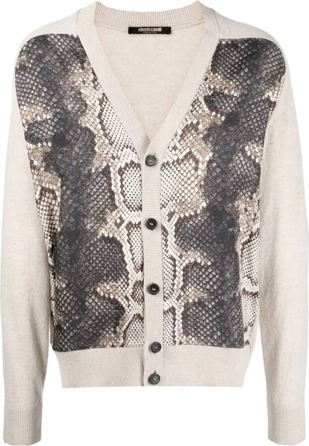 Roberto Cavalli Vest met slangenprint Beige