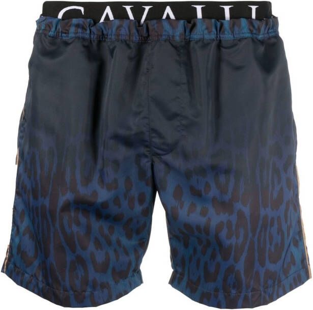 Roberto Cavalli Zwembroek met luipaardprint Blauw