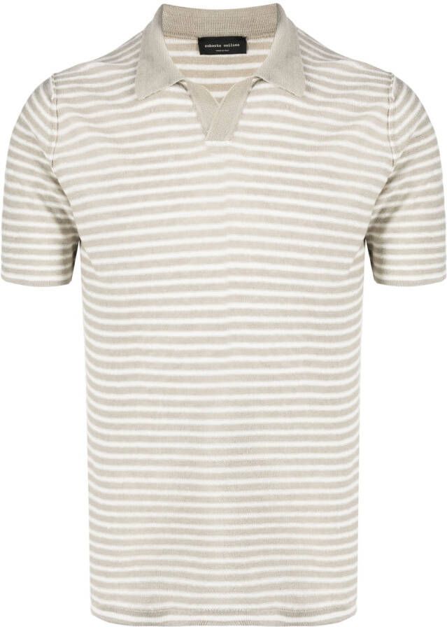 Roberto Collina Gestreept poloshirt Beige