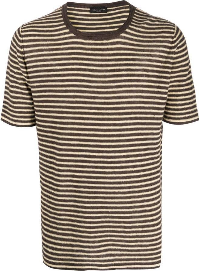 Roberto Collina Gestreept T-shirt Bruin