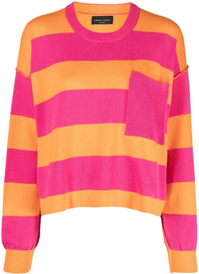 Roberto Collina Gestreepte sweater Oranje
