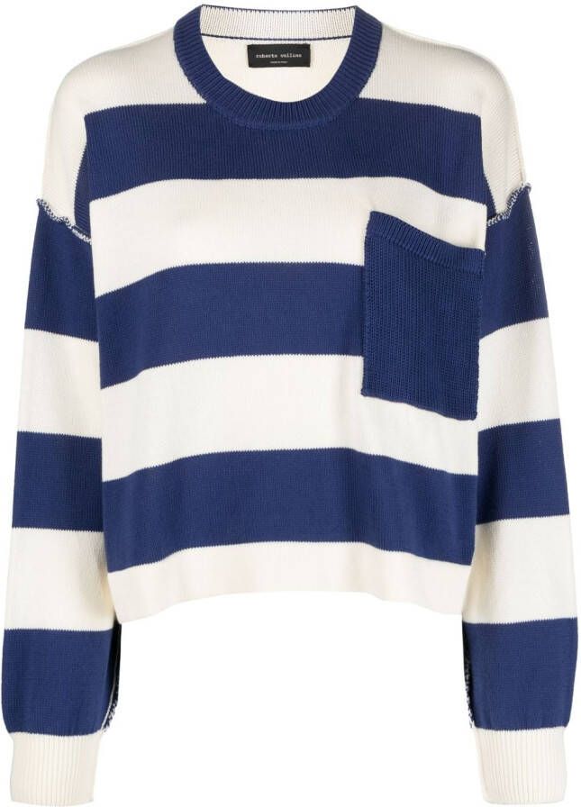 Roberto Collina Gestreepte sweater Wit