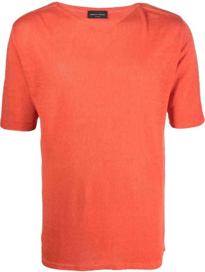 Roberto Collina Linnen T-shirt Oranje