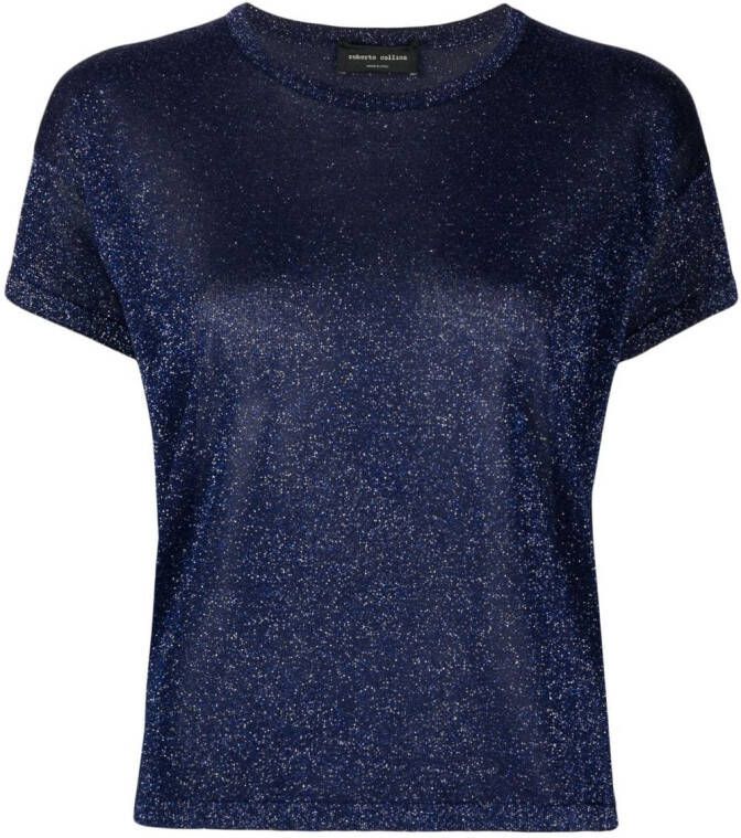 Roberto Collina T-shirt met glitterdetail Blauw