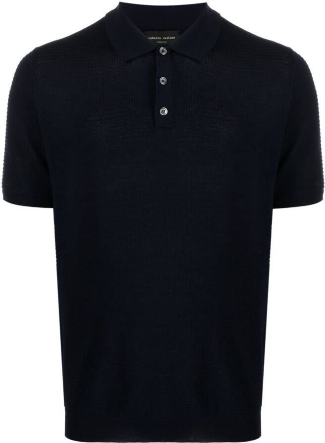 Roberto Collina Poloshirt met textuur Blauw