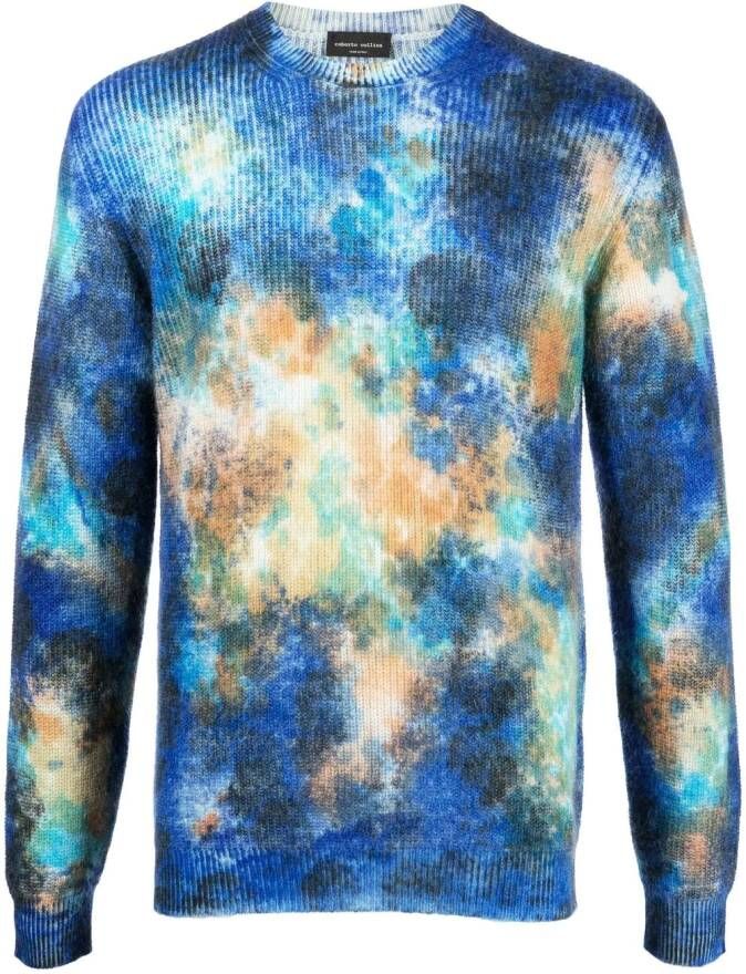 Roberto Collina Trui met tie-dye effect Blauw
