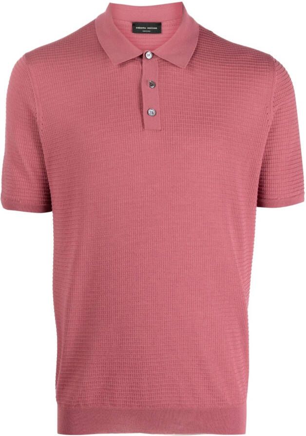 Roberto Collina Poloshirt met wafel-effect Roze