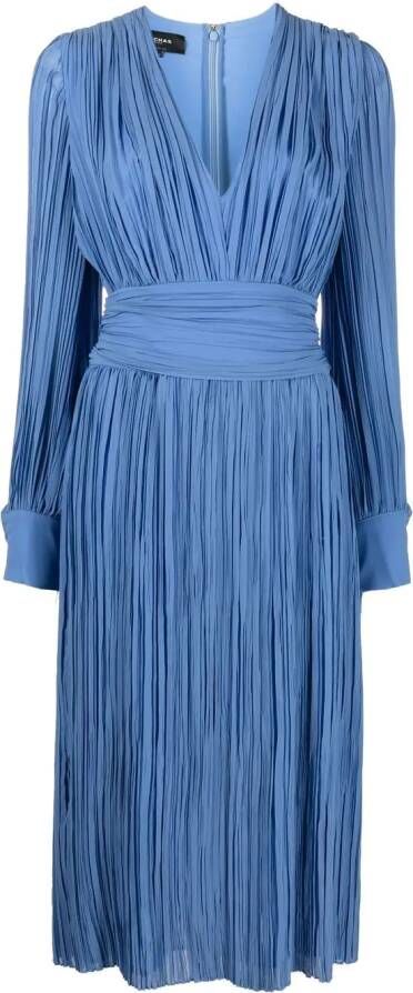 Rochas Midi-jurk met plissé detail Blauw