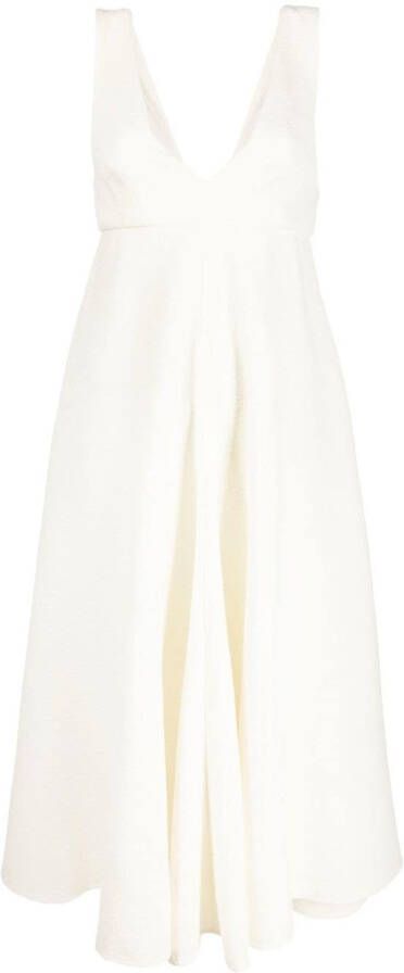 Rochas Midi-jurk met V-hals Wit