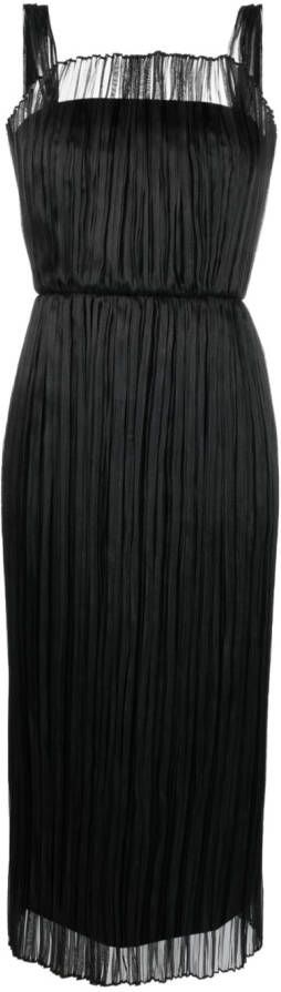 Rochas Plissé midi-jurk Zwart
