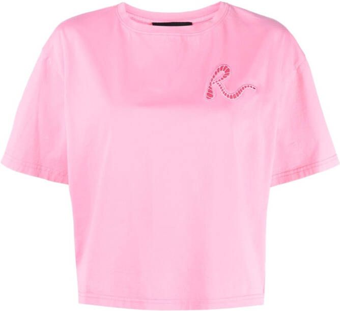 Rochas T-shirt met uitgesneden logo Roze