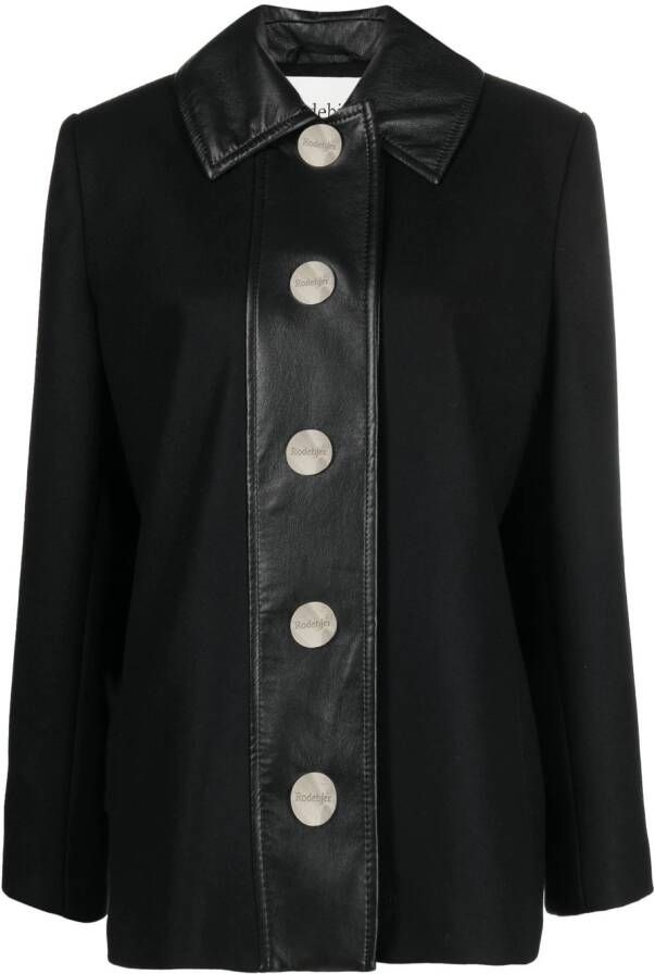 Rodebjer Jack met leren afwerking Zwart