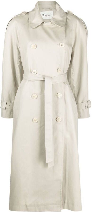 Rodebjer Trenchcoat met dubbele rij knopen Beige